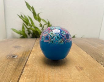 Underwater Flower Shift Knob, Flower Ball, Small Flower Garden, Turquoise Blue