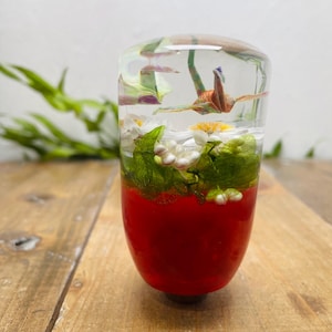Underwater Flower Shift Knob - Flowers and Origami Cranes - Hanakanzashi