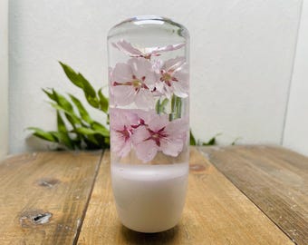 Underwater Flower Shift Knob, Cylindrical M-type, Cherry Blossom, White