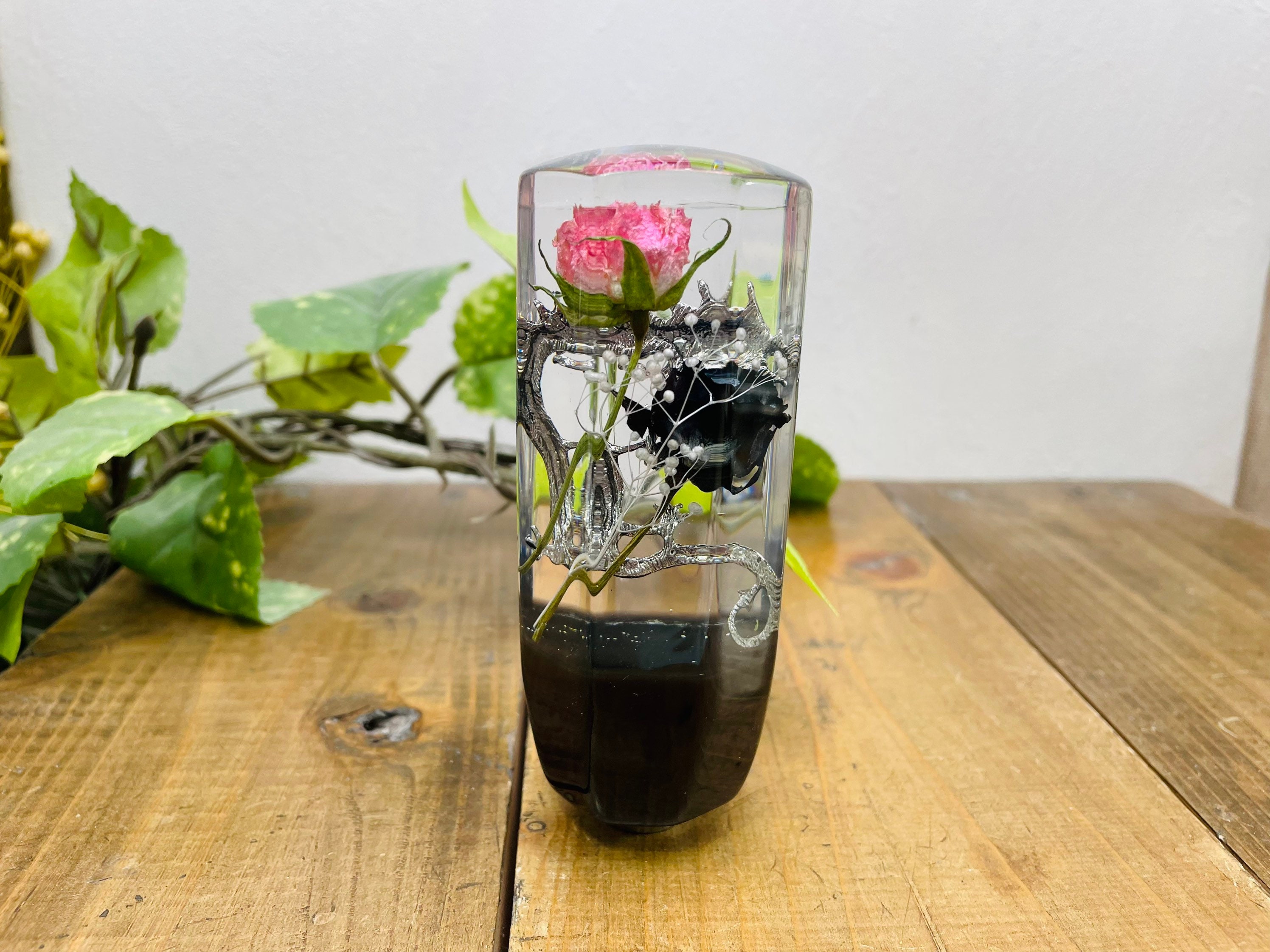 水中花シフトノブ 龍と薔薇 黒ピンク - Etsy 日本