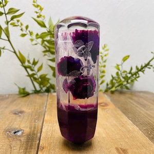 Perilla de cambio con diseño de flor de agua - Rosa y hortensia - Morado