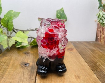 Unterwasserblumen-Schaltknauf Shisa, leuchtend rote Rose und schwarze Hortensie