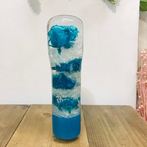 Underwater Flower Shift Knob: Roses and Hydrangeas, Turquoise Blue