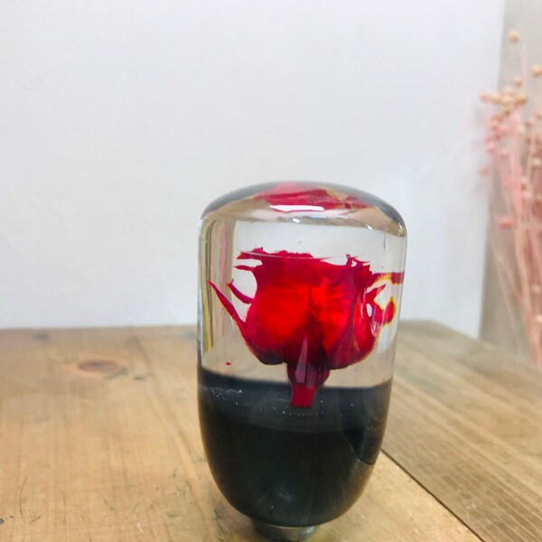Underwater Flower Shift Knob Bright Red Rose Black