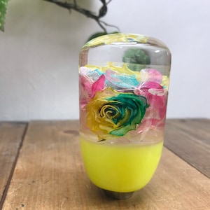 Pookknop voor onderwaterbloemen, tweekleurige roos en hortensia, turkooisblauw, geel