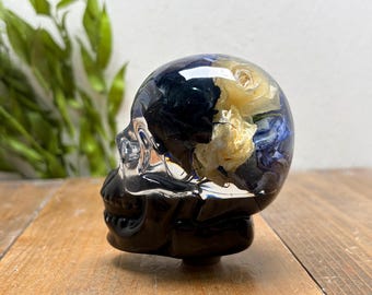 Underwater Flower Shift Knob - Skull, Large Rose, Blue Tones