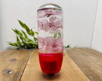 Submerged Flower Shift Knob, Cylinder M, Cherry Blossom, Red