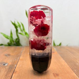 Underwater Flower Shift Knob - Bright Red Roses and Hydrangeas - Black