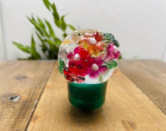 Underwater flower shift knob, flower relief, bulb-shaped, goldfish
