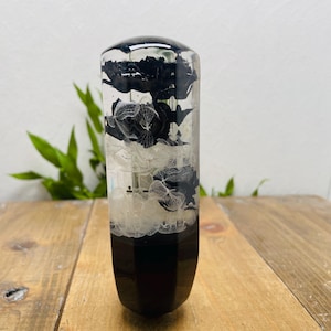 Water Flower Shift Knob - Rose and Hydrangea - Black