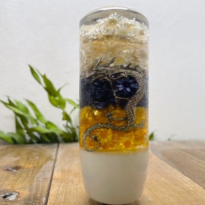 Växelspaksknopp med undervattensblomma, cylindrisk M-formad, drake- och blommatrifärgad, vit, marinblå, gul