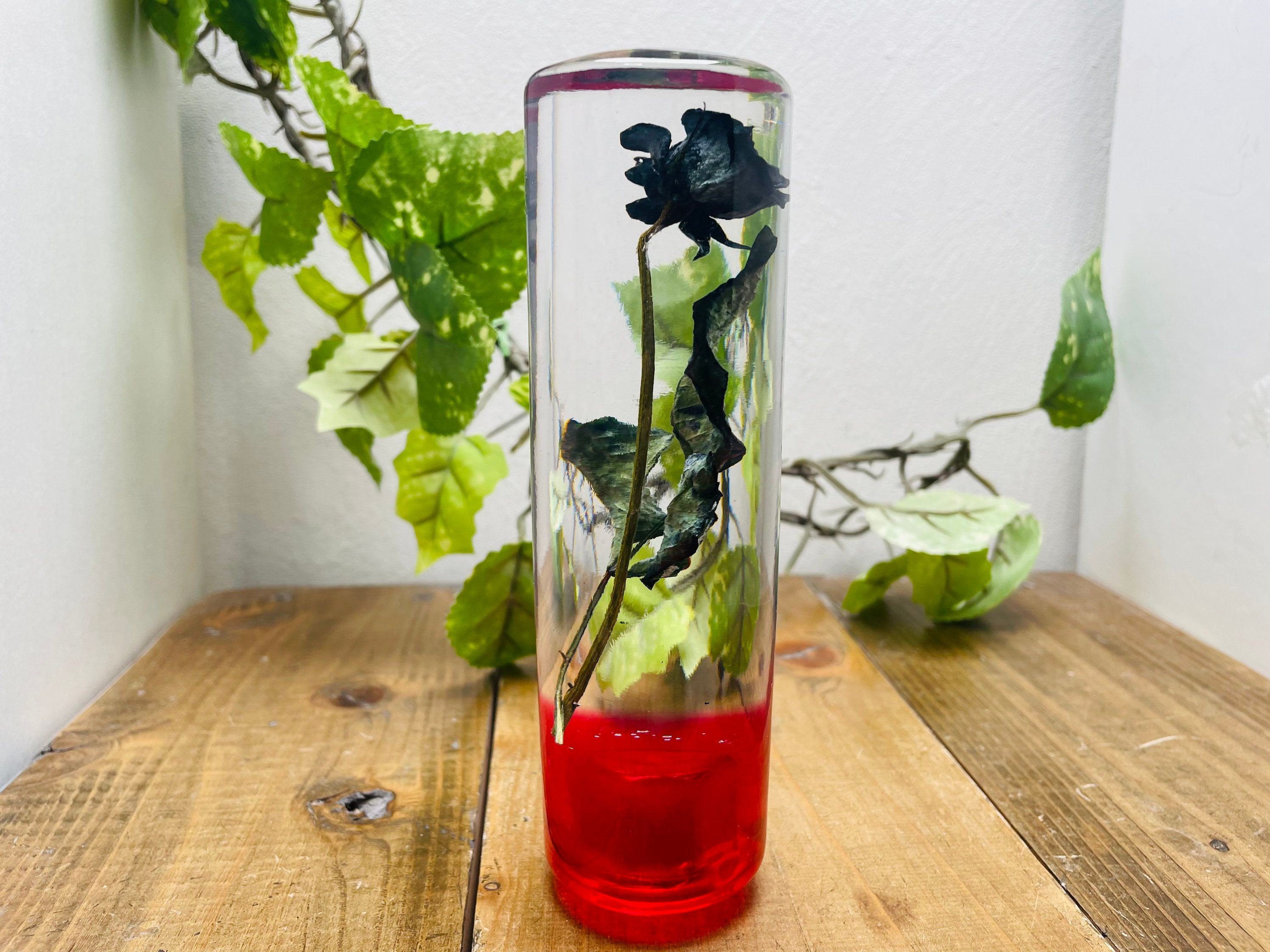 Underwater Flower Shift Knob Cylindrical Black Rose Red
