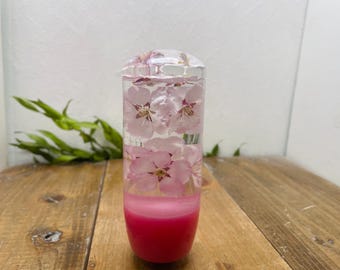 Submerged Flower Shift Knob, Cylinder M-Shaped, Cherry Blossom, Pink