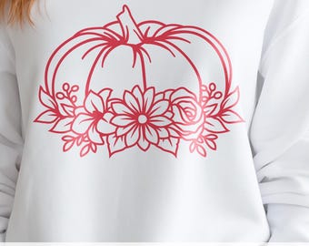 Pumpkin with Flowers SVG: Autumn Cricut & Silhouette Design (Digital Download)