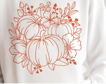 Floral Pumpkin SVG: Autumn Cricut & Silhouette Design (Digital Download)