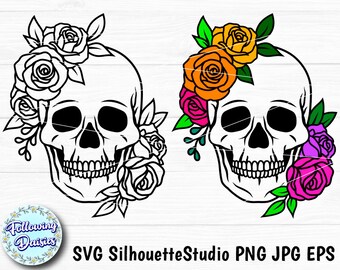 picture Sugar Skull With Roses Svg rose sugar skull etsy