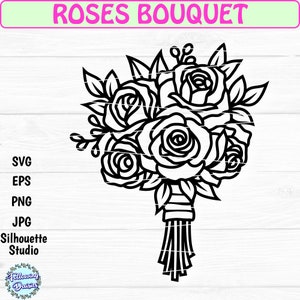 BOUQUET di ROSE SVG, Bouquet di fiori, Floreale, San Valentino, Festa della mamma, Modello di taglio della carta, File di taglio per cricut e Silhouette
