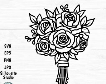 ROSENSTRAUß SVG, Blumenstrauß, Blumenstrauß, Valentinstag, Muttertag, Papierschnittvorlage, Schnittdateien für Cricut und Silhouette