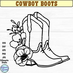 COWBOY LAARZEN SVG, Laarzen met bloemen, Floral cowboylaarzen svg, Western, Rodeo, Ranch, Cowgirl, Svg-bestanden voor cricut en silhouet