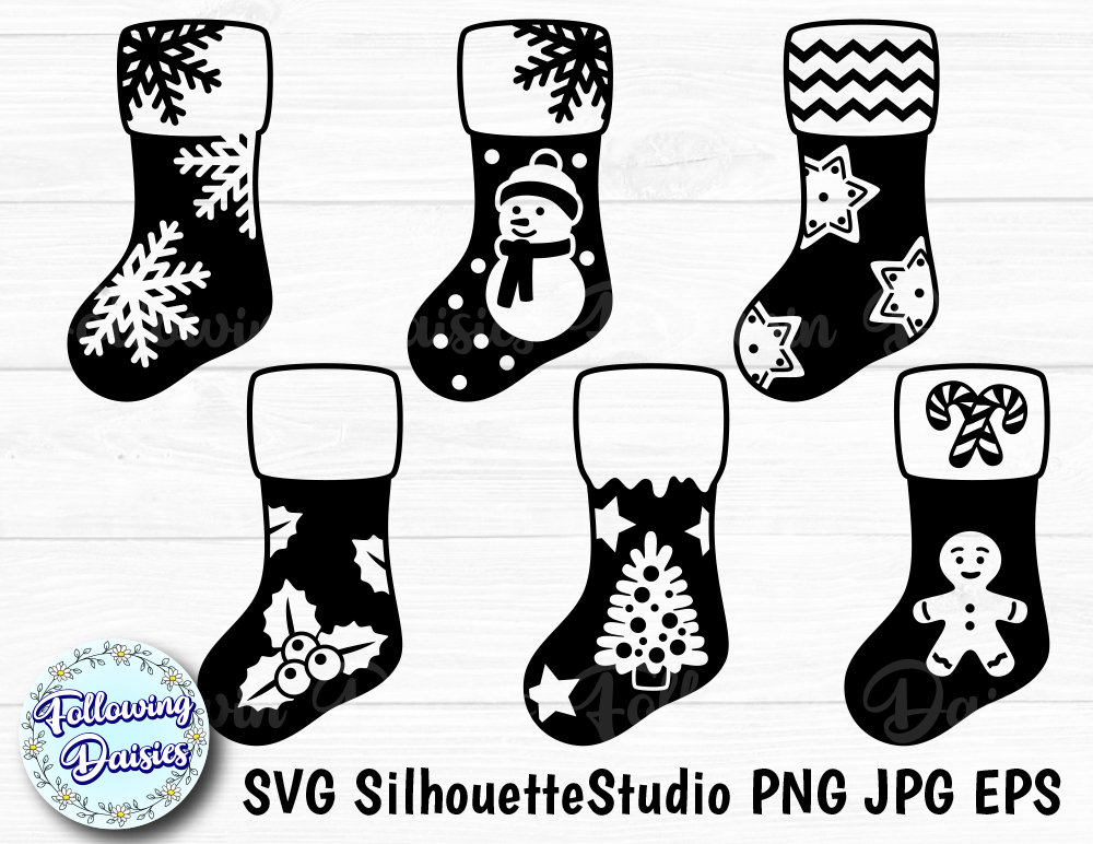 Download Christmas Stockings In Svg Christmas Decorations Socks Svg Etsy