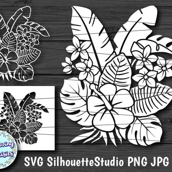 Svg de feuilles tropicales, ensemble Floral Tropical, fichiers SVG pour Cricut et Silhouette, téléchargement immédiat