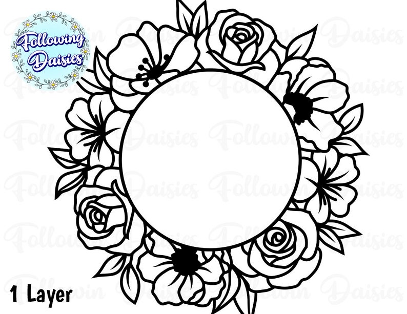 Download Clip Art Floral Frame In Svg Floral Wreath Svg Files For Cricut And Silhouette Frame Clipart Circle Frame Paper Cut Template Monogram Frame Art Collectibles
