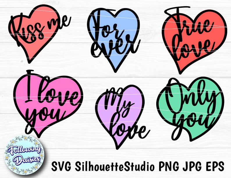 VALENTINE HEARTS SVG Valentines Day Svg Conversation Heart | Etsy