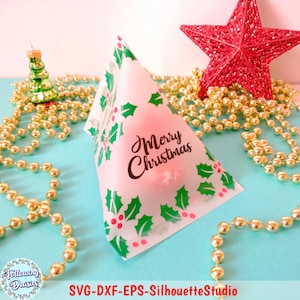 Pochette cadeau triangulaire de NOL SVG, svg de Noël, svg de modèle de boîte-cadeau, boîte-cadeau de Noël pour cricut, fichier Svg pour cricut et silhouette