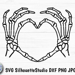 MANOS ESQUELETO corazón SVG, Adorno Corazón, Manos de calavera svg, Amor svg, San Valentín svg, Archivos svg para cricut y silhouette