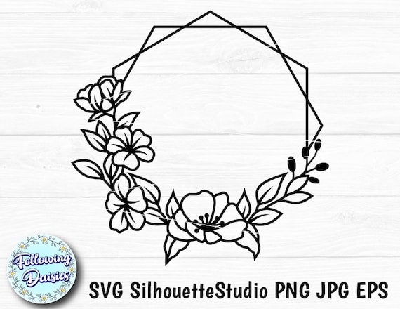 Floral frame svg, floral wreath svg, monogram frame svg By PLPaperDesigns