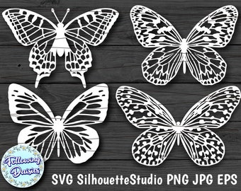 BUTTERFLIES in SVG, Butterfly vector, Butterfly silhouette, Paper cut template, Svg files for cricut and silhouette, Instant Download