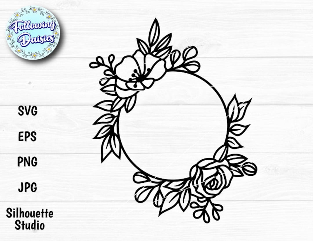 Floral SVG Circle Floral Monogram Frame cutting (522365)