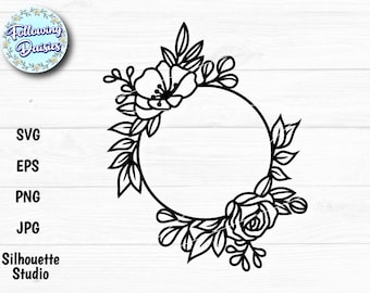 FLORAL FRAME in SVG Floral Wreath Monogram Frame Circle | Etsy Canada