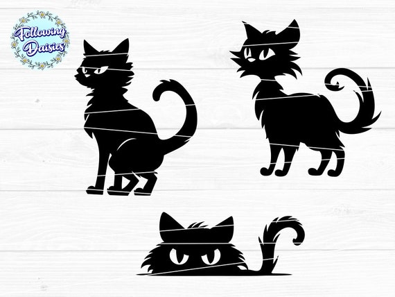 BLACK CATS SVG, Halloween Black Cat Svg, Black Cat Silhouette Svg
