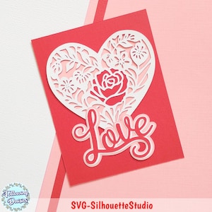 CARTÃO DE CORAÇÃO Floral em Camadas SVG, Cartão de Dia dos Namorados Svg, Amor svg, Dia dos Namorados svg, Coração Floral svg, Arquivos svg para cricut e silhueta