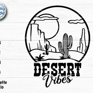 PAISAJE del DESIERTO SVG, Escena de desierto, Cactus del desierto, Western, Aventura, Vida salvaje, Archivos svg para Cricut y Silhouette