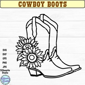 COWBOY BOOTS SVG, Stiefel mit Sonnenblumen, Floral Cowboy Boots svg, Western, Rodeo, Ranch, Cowgirl, SVG-Dateien für Cricut und Silhouette