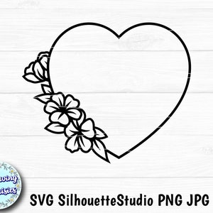 FLEUR COEUR SVG, fleurs, amour, Saint-Valentin, coeur floral, modèle en papier découpé, fichiers Svg pour cricut et silhouette