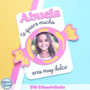 ABUELAフォトフレームカードSVG、母の日SVGファイル、おばあちゃんSVGデザイン、母の日カードSVG、クリカットとシルエット用のSVGファイル