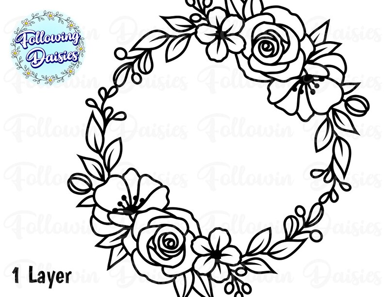 Download Clip Art Floral Wreath In Svg Floral Frame Paper Cut Template Flower Wreath Svg Files For Cricut And Silhouette Monogram Wreath Wreath Clipart Art Collectibles