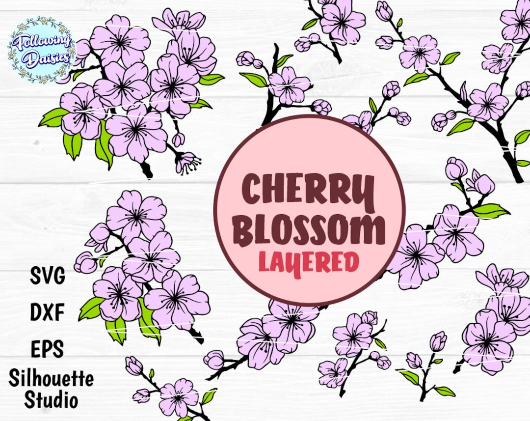 Cherry Blossom SVG Bundle: Layered Spring Flowers, Cricut