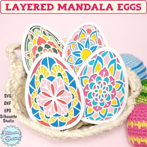 HUEVOS de PASCUA mandalas SVG, Archivos svg de huevos de pascua, Decoración de Pascua, Archivos de corte para Cricut y Silhouette