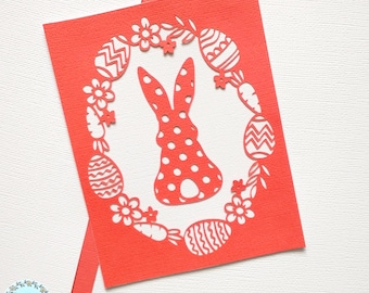 Easter Bunny Card SVG: Cricut & Silhouette Cut File (Digital Download)