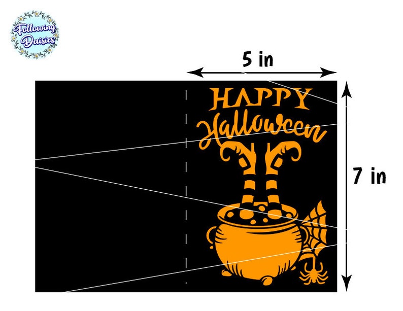 HALLOWEEN CARD SVG, Witches, Card template, Halloween invitation, Happy halloween, Halloween Decoration, Cut files for cricut and Silhouette image 3