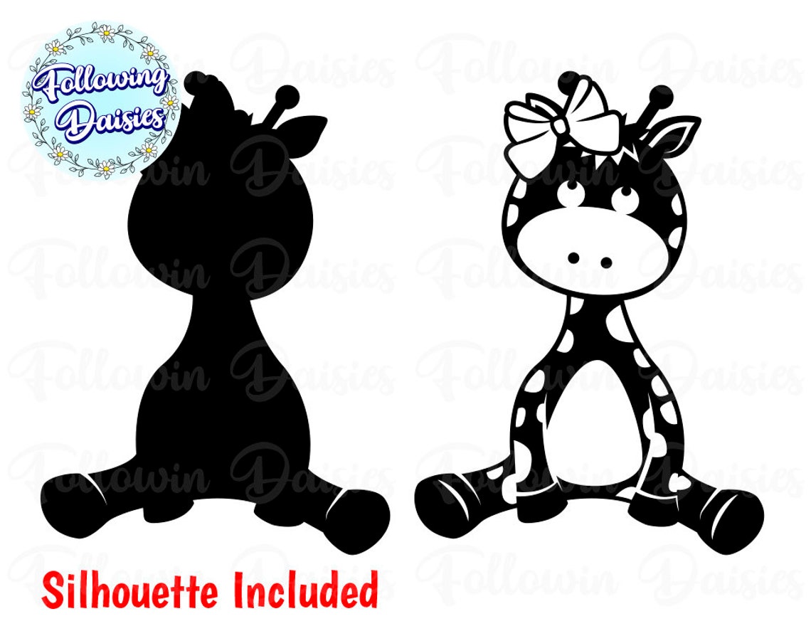 Baby GIRAFFE in SVG Format, Girls, Kids Svg, Cute Giraffe Silhouettes ...