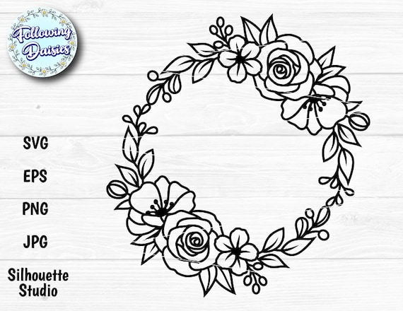 Rose Flower And Leaves, Circle Monogram Frame Free Svg File - SVG