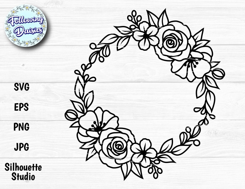 Buy Floral Wreath In Svg Floral Frame Monogram Wreath Flower Online In