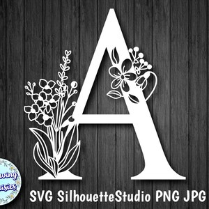 LETRA A Floral en SVG, Letra A decorada con flores, Archivos de corte para Cricut y Silhouette, Descarga Inmediata