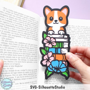SEGNALIBRO CUCCIOLO SVG, segnalibro Cricut svg, file di taglio a strati, segnalibro floreale svg, file svg per amanti dei libri, file Svg per Cricut e Silhouette