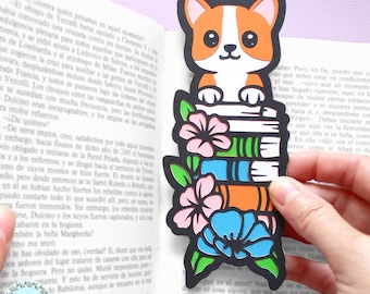 PUPPY BOOKMARK SVG, Cricut bookmark svg, Layered cut file, Floral bookmark svg, Book lovers svg files, Svg files for Cricut and Silhouette